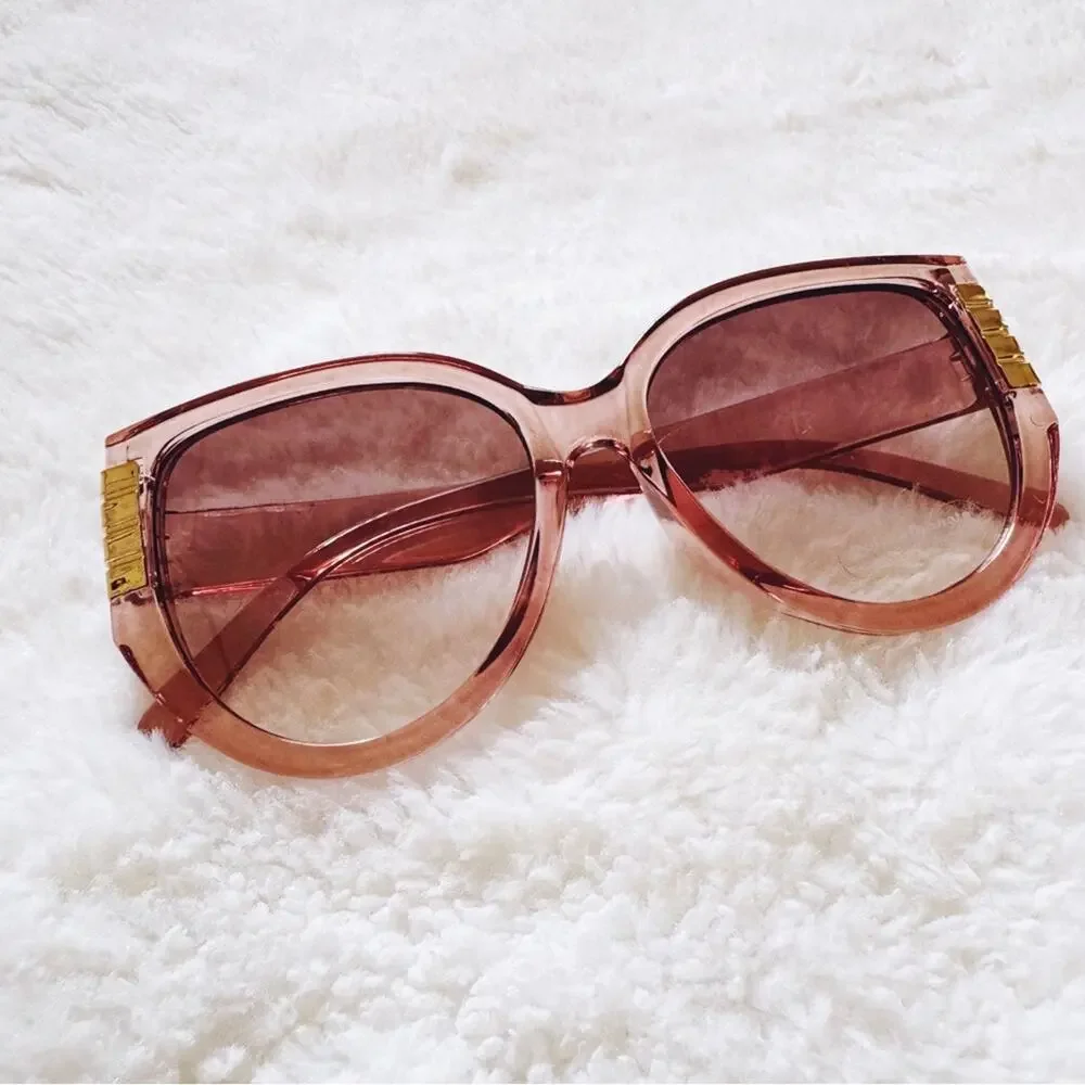 Rosy Clear Pink Cat Eye Oversized Sunglasses